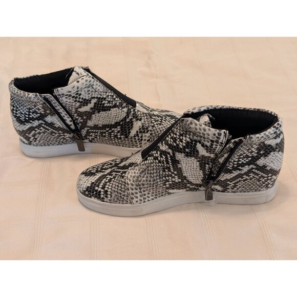 Womens Aqua College Waterproof Sneakers Snake Print High-Top Side Zipper Sz 8.5 - Picture 3 of 13